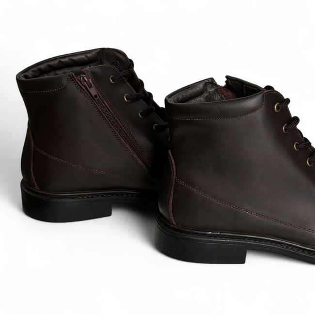 Laced Boots for Personnel, Students, and Cadets - LENOX - Brown