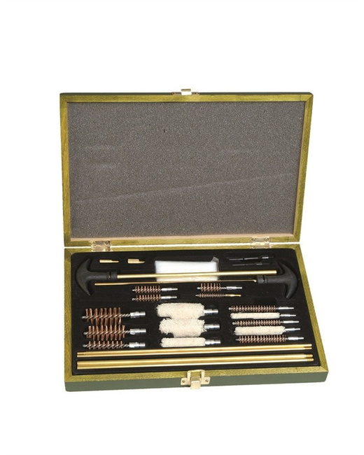 UNIVERSAL WEAPON CLEANING KIT - WITH CLEANING ACCESSORIES AND WOODEN BOX - Mil-Tec