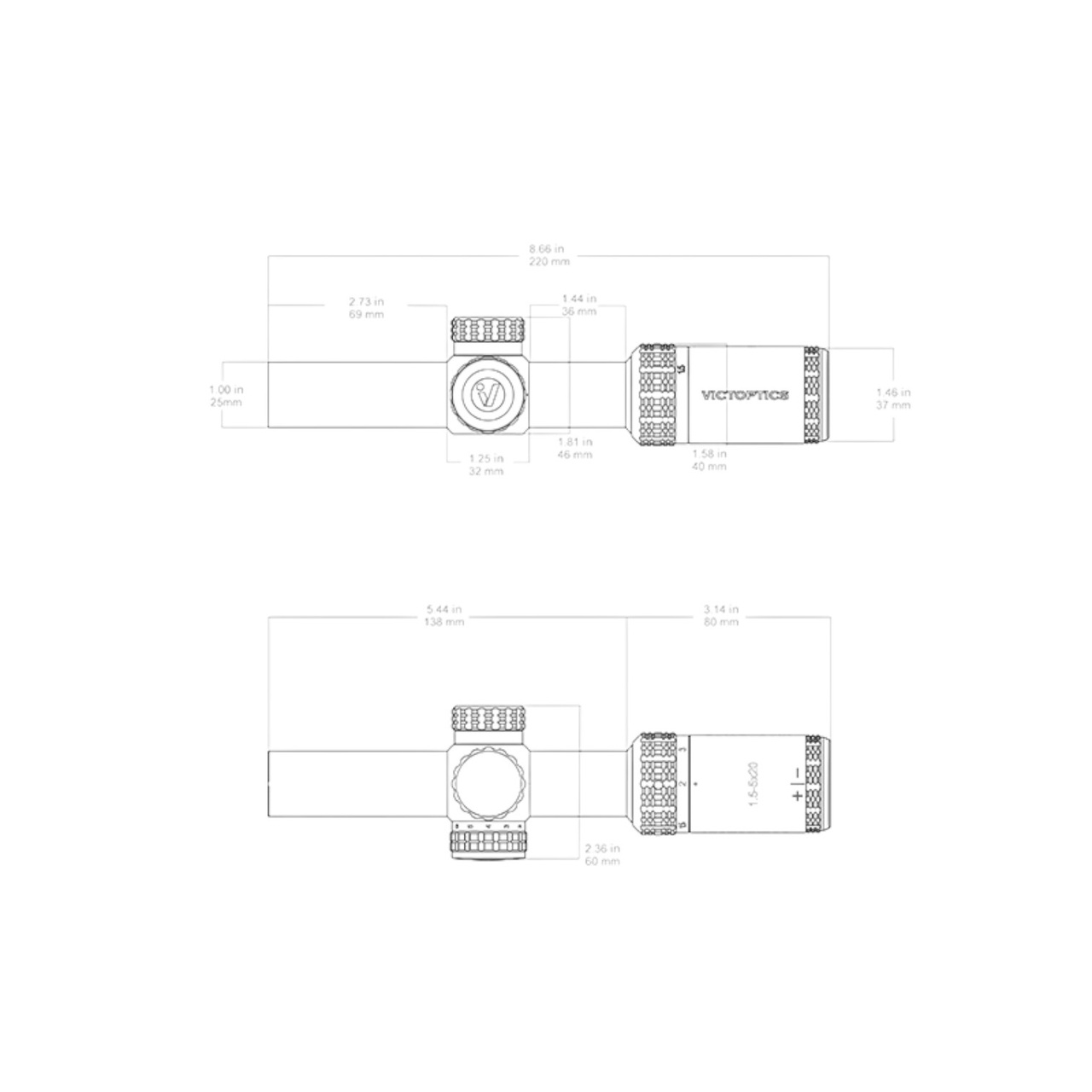 VICTOPTICS SOI 1.5-5X20 SCOPE - BLACK - VECTOR OPTICS | Airsoft