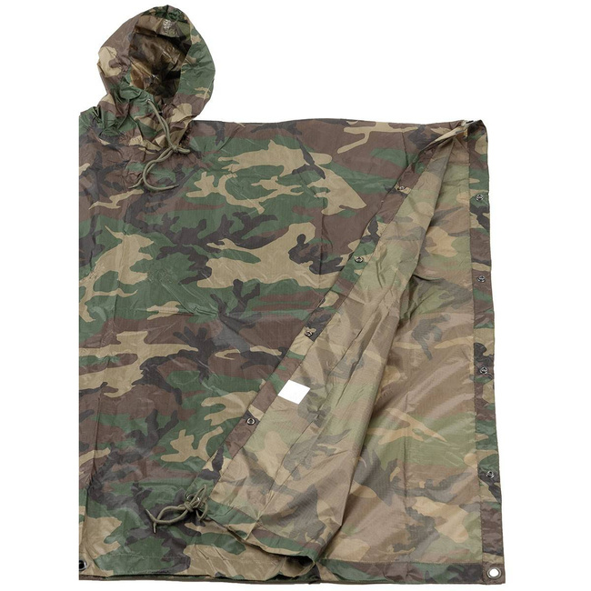 RIP-STOP PONCHO, RAINCOAT - 144 x 223 CM - MFH - WOODLAND CAMOUFLAGE