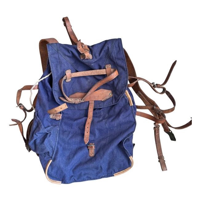 VINTAGE MILITARY RUCKSAK - COLD WAR ROMANIAN ARMY RARE SURPLUS - BLUE - IN GOOD CONDITION