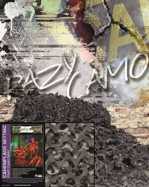 CAMOUFLAGE NET - "PRO CRAZY CAMO" - Mil-Tec® - BLACK - 2.4 x 6 M