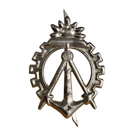 RANK INSIGNIA - GENIUS - ROMANIAN ARMY MILITARY SURPLUS - SILVER - IN GOOD CONDITION