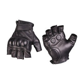 TACTICAL FINGERLESS GLOVES - LEATHER - MIL-TEC - BLACK