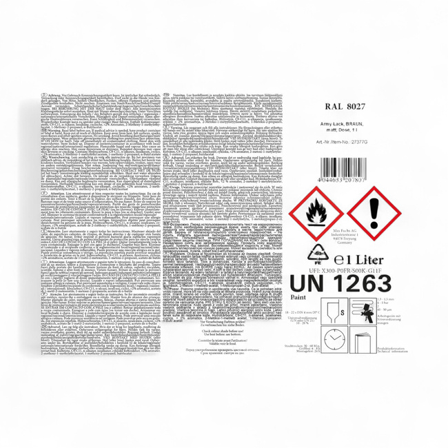 Military camouflage paint - quick drying - 1L - Brown - RAL8027 - MFH