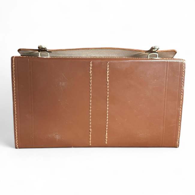 Leather Document Bag - Romanian Army Military Surplus - Brown - Good Condition