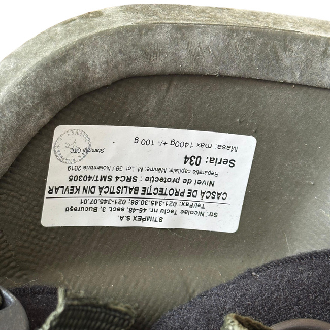 Ballistic Protection Helmet - Kevlar - Romanian Armed Forces Military Surplus - Olive Drab Green - Like New