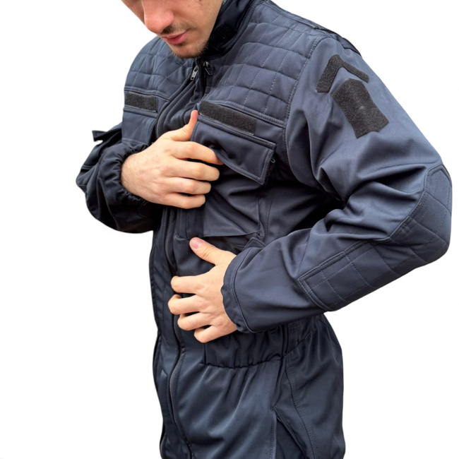 Winter Softshell Coverall For Gendarmes - With JANDARMERIA Patch And Tricolor Emblem - Navy Blue - Lecter Tactical