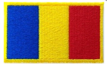 ROMANIA DRAPEL FORTE TERESTRE - 7,5x4,5 cm - YELLOW BORDERS