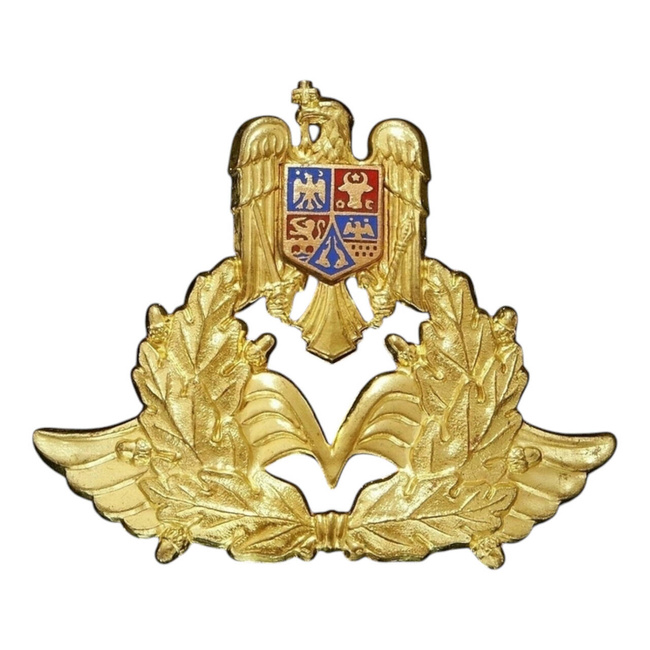 CAP BADGE - SENIOR AVIATION OFFICER, R.S.R. PILOT - ROMANIAN ARMY MILITARY SURPLUS - IN GOOD CONDITION 