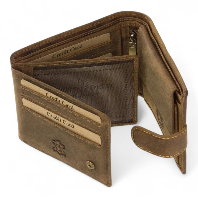 Leather Wallet for Hunters with Print - Deer - Brown - GreenDeed