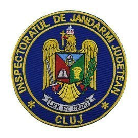 Emblema maneca Inspectoratul Judetean de Jandarmi Cluj, emblema IJJ CLUJ, cu aplicare Velcro (cu scai)