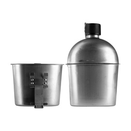 US CANTEEN WITH CUP  - M-1910 - STAINLESS STEEL - REPRO - MIL-TEC