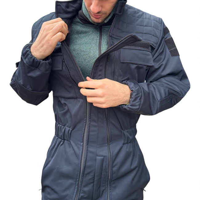 Winter Softshell Coverall For Gendarmes - With JANDARMERIA Patch And Tricolor Emblem - Navy Blue - Lecter Tactical