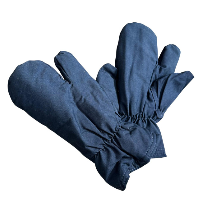 Insulated Protective Gloves Made from Military Tarpaulin Material, 3-Finger Design - Romanian Army Military Surplus - Dark Blue - In Good Condition