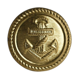 Metal Button - Navy Uniform - Romanian Naval Forces - 16 mm - Anchor Design - Gold - In Good Condition