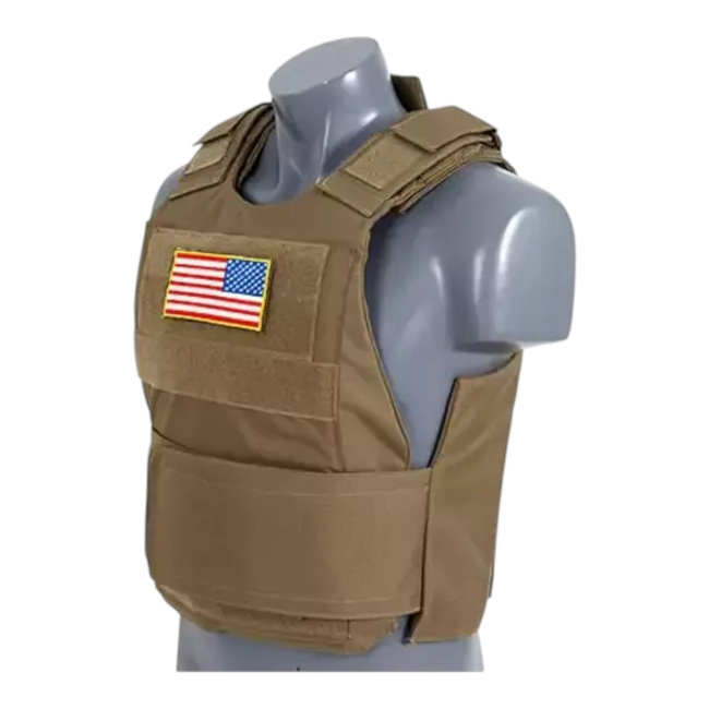 Standard Tactical Vest with Soft Dummy Ballistic Inserts - Delta Soft Body Armor - Tan - 8FIELDS