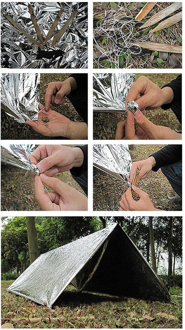 INSULATED ALUMINIUM FOIL FOR THERMAL PROTECTION AND EMERGENCY SHELTER - RESCUE, EMERGENCY AND SURVIVAL BLANKET - 210 x 160 CM