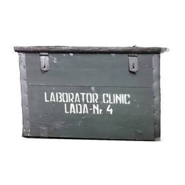 WOODEN MILITARY STORAGE CRATE - ROMANIAN ARMY SURPLUS - NO.4 - 85 x 58 x 63 CM