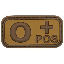 3D VELCRO PATCH - 5 x 2.5 CM - MFH® - BROWN/KHAKI - BLOOD GROUP "0 POS"