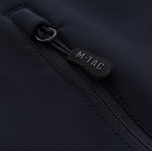 POLICE SOFTSHELL JACKET, DARK NAVY BLUE - M-TAC - WITH VELCRO PANELS AND EPAULETS