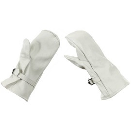 SWEDISH LEATHER MITTENS - WHITE - USED