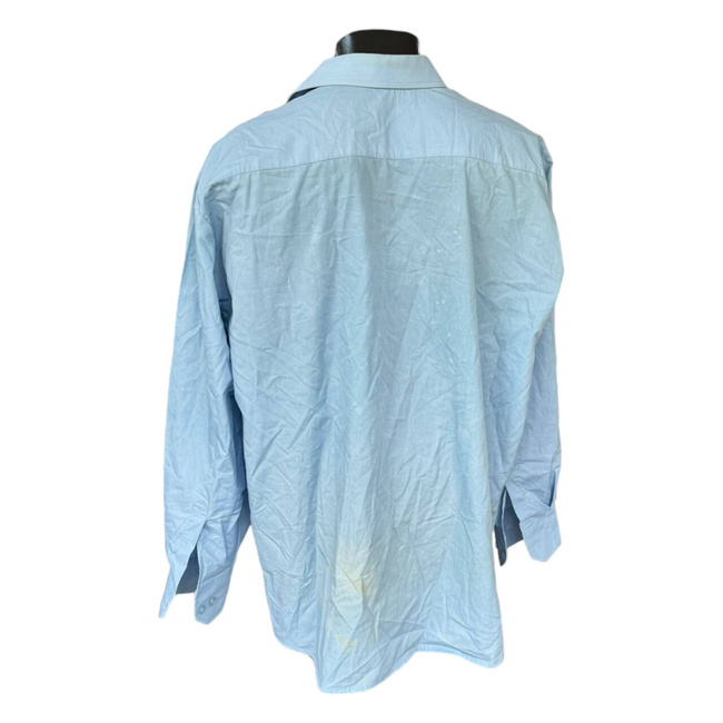 CADET SHIRT WITH TWO POCKETS, EPAULETTES AND PLAIN COLLAR - LIGHT BLUE - MILITARY SURPLUS ROMANIAN ARMY - USED