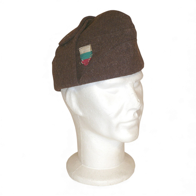 Side Wool Cap with Ear Flaps - Cold War Era - Military Surplus, Army of the People's Republic of Bulgaria - Brown - Like New