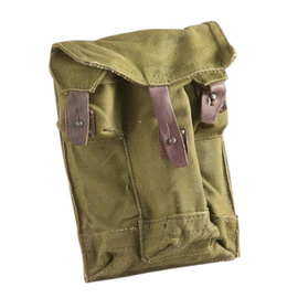 AK-47 PM MAGAZINE HOLDER - ROMANIAN ARMY MILITARY SURPLUS - OD GREEN - TEXTILE/LEATHER MATERIAL - USED