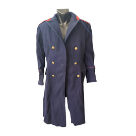 Navy blue wool coat with red epaulettes - Romanian military surplus - Used