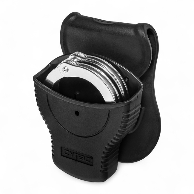 Open Polymer Handcuff Holster - with Flap - Black - Cytac