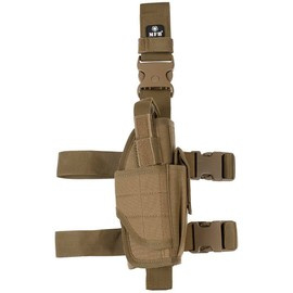 Pistol holster, right thigh, adjustable, coyote