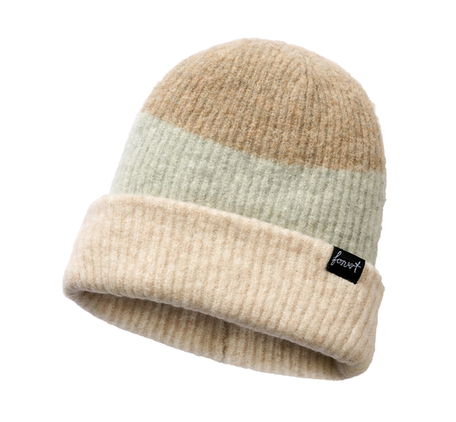 Beanie in 3 Colors - Forvert Loveland Strip - Mint/Beige/Camel - Brandit