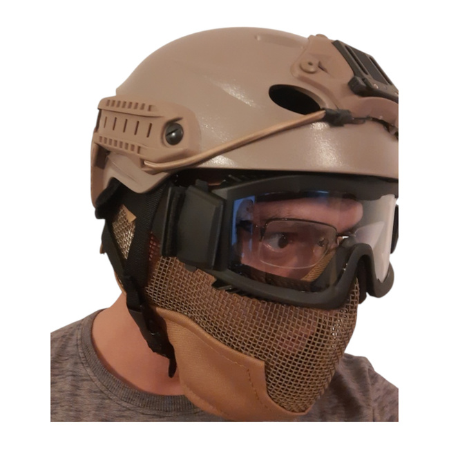Face and Ear Protection Mask - Metal Mesh - Coyote - A.C.M.