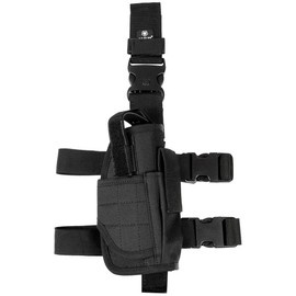 Pistol holster, right thigh, adjustable, black