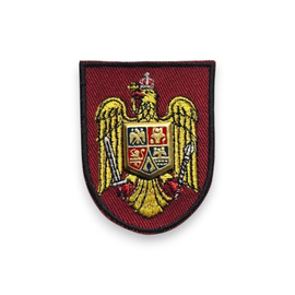 Emblem city helmet terrestrial forces | beret, cap, hat, beret - embroidered on dark red background with black outline