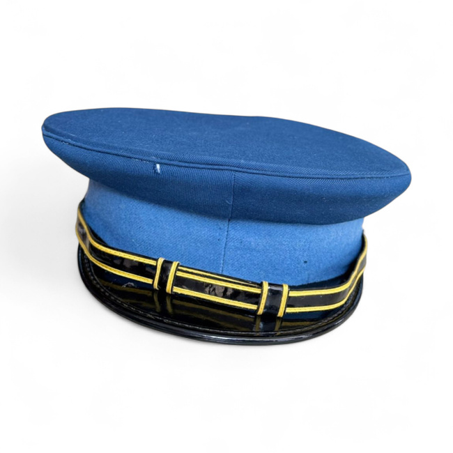 RSR MILITARY HELMET - ARTILLERY/TECHNICAL NON-COMMISSIONED OFFICER - MILITARY SURPLUS ROMANIAN ARMY - BLUE - IN GOOD CONDITION