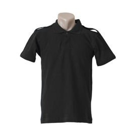 Black polo shirt with short sleeves and epaulettes for PRISONS, GENDARMERIE