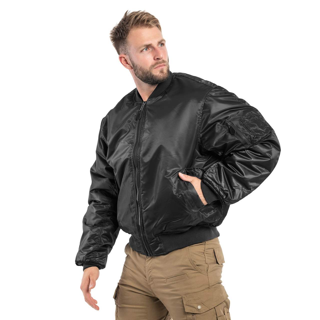 US Black FLIGHT Bomber JACKET MA1 STYLE Black | Apparel  Jackets