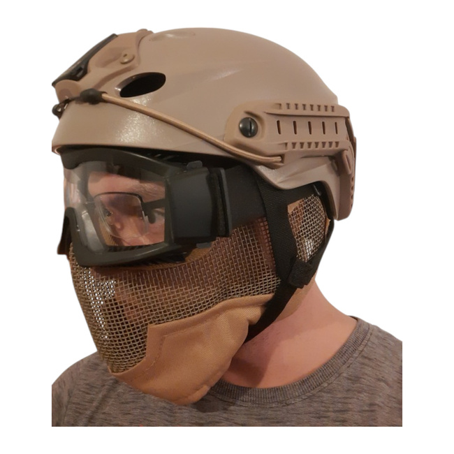 Face and Ear Protection Mask - Metal Mesh - Coyote - A.C.M.