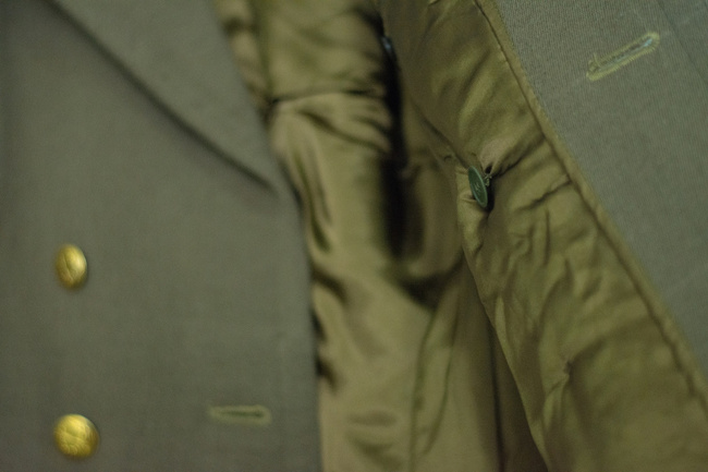 WOOL COAT - ROMANIAN MILITARY SURPLUS - OLIVE - USED