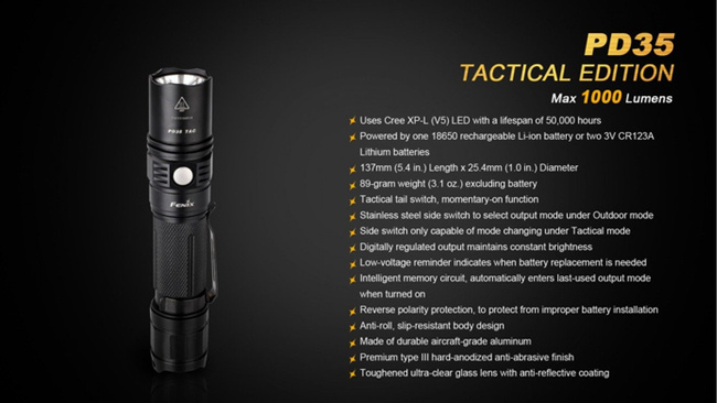Flashlight Fenix PD35 - Tactical, water resistant
