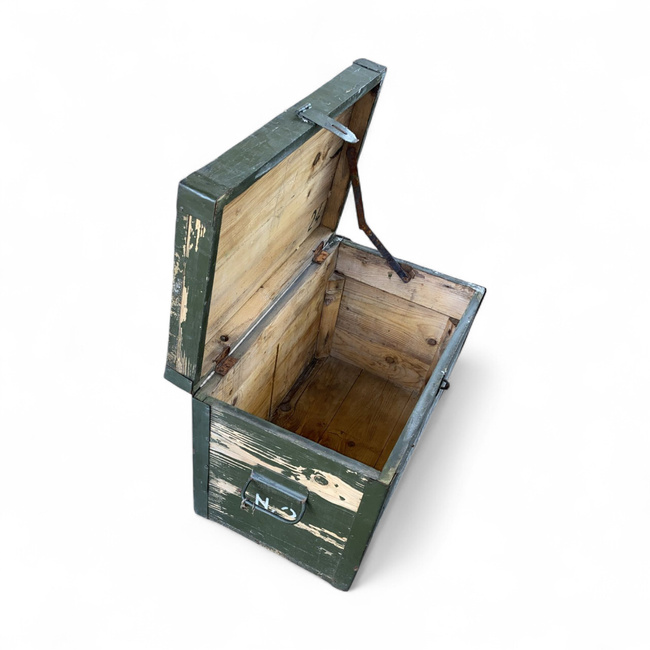 WOODEN MILITARY STORAGE CRATE - ROMANIAN ARMY SURPLUS - NO.3 - 65 x 37 x 46 CM