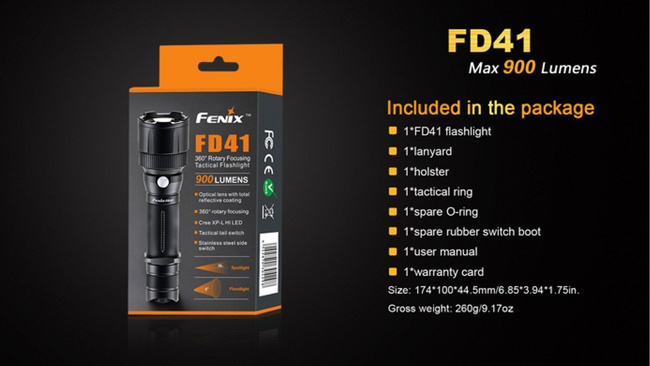 Flashlight Fenix FD41, water resistant
