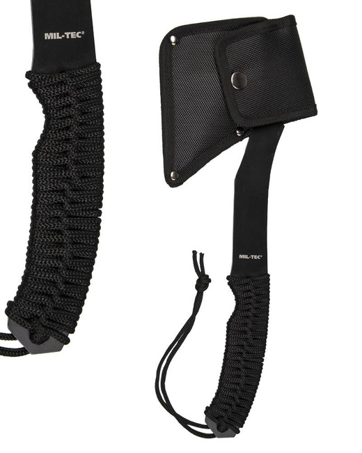 Black paracord axe with pouch
