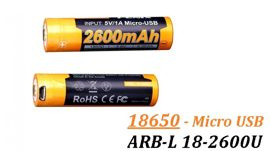Fenix 18650 - 2600mAh - Micro-USB Rechargeable Battery - ARB-L 18-2600U