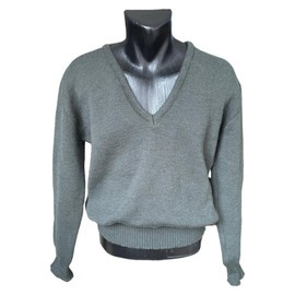 V-NECK SWEATER - OD - GREEK MILITARY SURPLUS - USED