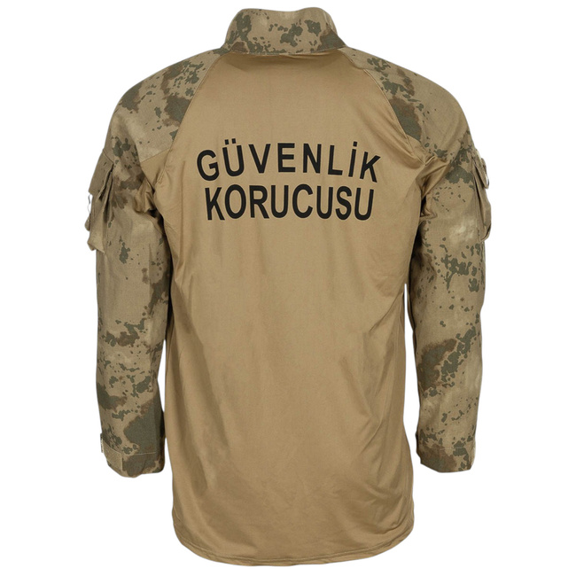 COMBAT SHIRT WITH BACK INSCRIPTION - GÜVENLIK KORUCUSU - M2018 - TURKISH ARMY MILITARY SURPLUS - CAMO - LIKE NEW