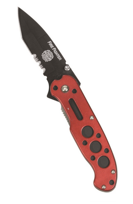 FOLDING KNIFE - "ONE-HAND" - FIRE FIGHTER® - RED