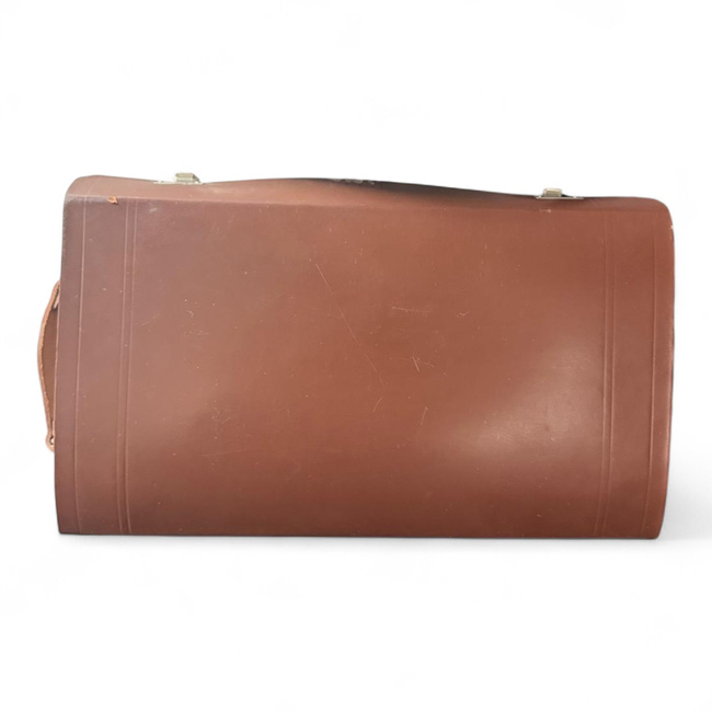 Leather Document Bag - Romanian Army Military Surplus - Brown - Good Condition